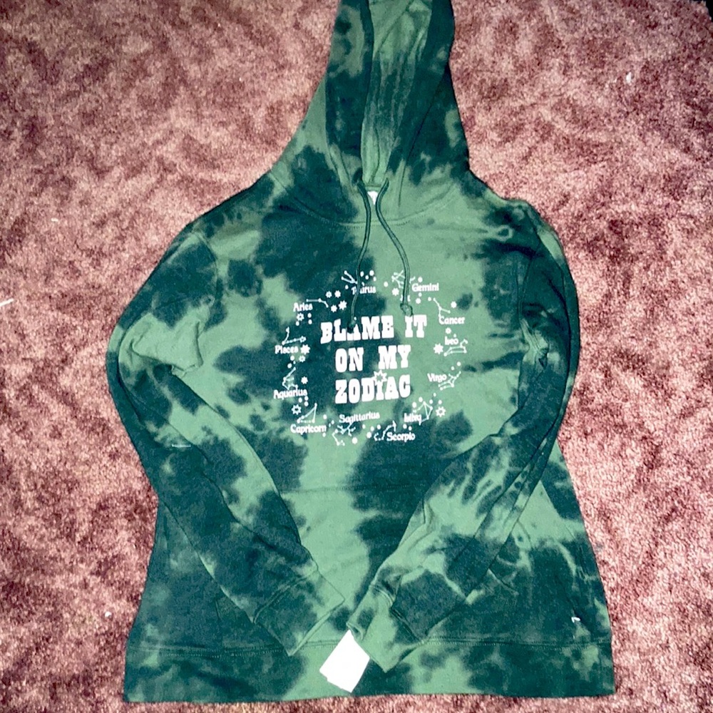 A green tie-dye hoodie with tags/brand new!